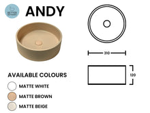 Load image into Gallery viewer, ANDY ROUND CONCRETE BASIN MATTE WHITE
