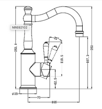Load image into Gallery viewer, YORK BASIN MIXER HOOK SPOUT WITH BLACK PORCELAIN LEVER CH (NR69210203CH)

