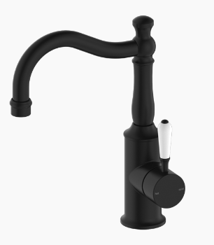 YORK BASIN MIXER HOOK SPOUT WITH WHITE PORCELAIN LEVER MB (NR69210201MB)