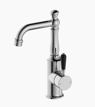 YORK BASIN MIXER WITH BLACK PORCELAIN LEVER CH (NR69210103CH)