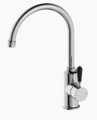 YORK KITCHEN MIXER GOOSNECK SPOUT WITH BLACK PORCELAIN LEVER CH (NR69210603CH)