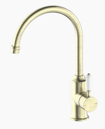 YORK KITCHEN MIXER GOOSNECK SPOUT WITH WHITE PORCELAIN LEVER AB (NR69210601AB)