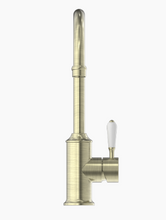 Load image into Gallery viewer, YORK KITCHEN MIXER GOOSNECK SPOUT WITH WHITE PORCELAIN LEVER AB (NR69210601AB)
