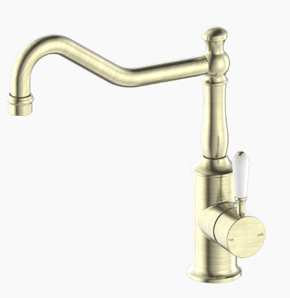 YORK KITCHEN MIXER HOOK SPOUT WITH WHITE PORCELAIN LEVER AB (NR69210701AB)