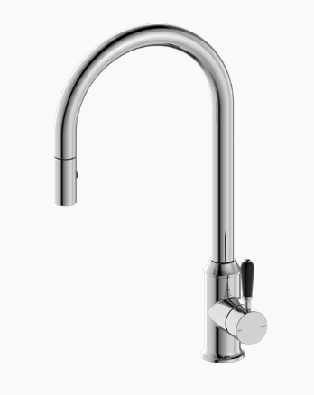 YORK PULL OUT SINK MIXER WITH VEGIE SPRAY FUNCTION WITH BLACK PORCELAIN LEVER CH (NR69210803CH)