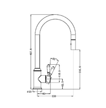 Load image into Gallery viewer, YORK PULL OUT SINK MIXER WITH VEGIE SPRAY FUNCTION WITH BLACK PORCELAIN LEVER CH (NR69210803CH)

