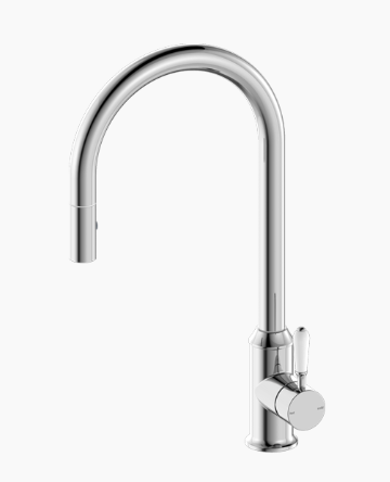 YORK PULL OUT SINK MIXER WITH VEGIE SPRAY FUNCTION WITH WHITE PORCELAIN LEVER CH (NR69210801CH)