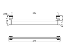 Load image into Gallery viewer, YORK DOUBLE TOWEL RAIL 600MM MB (NR6924DMB)
