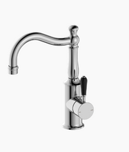 Load image into Gallery viewer, YORK BASIN MIXER HOOK SPOUT WITH BLACK PORCELAIN LEVER CH (NR69210203CH)
