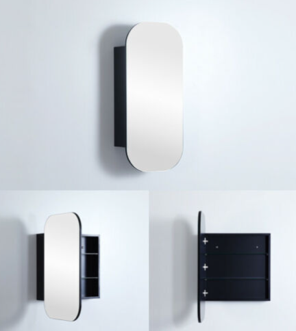 OLIVIA Matte Black / Matte White Mirror Shaving Cabinet